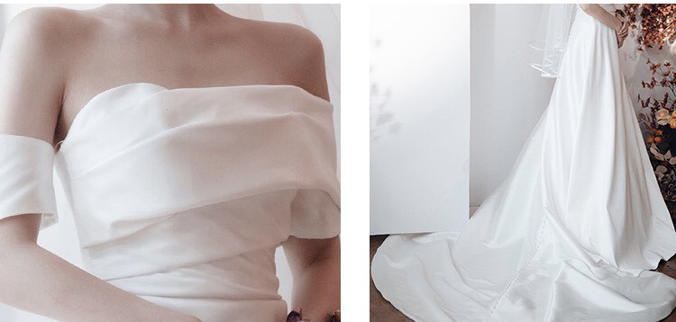 オフショルダー フレンチライトウエディングドレス