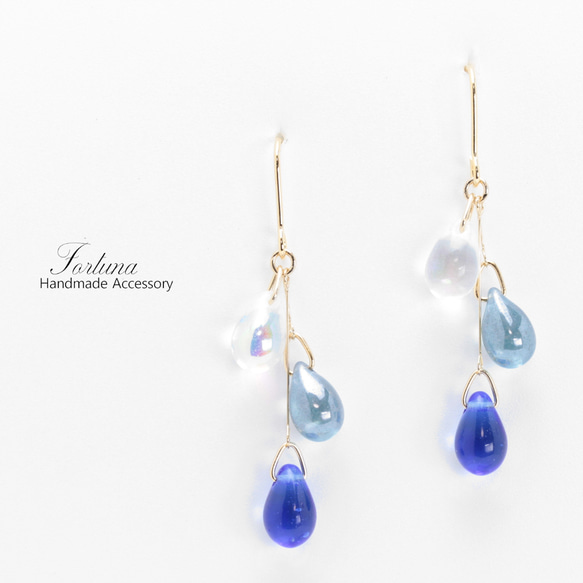 グラデーションドロップ~BLUE~(746) ピアス/イヤリング/ノンホールピアス/樹脂ピアス 1枚目の画像