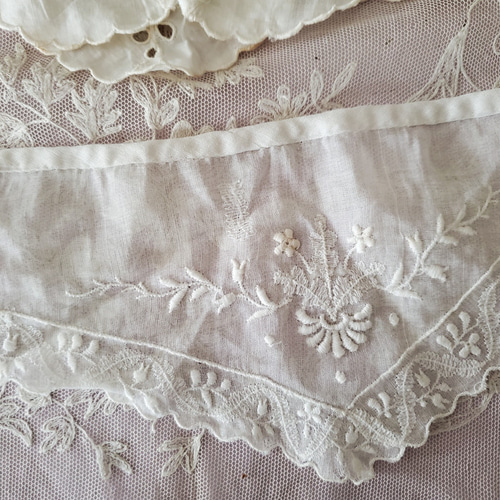 フランスアンティーク 刺繍つけ襟 2つセット レース Mon Atelier
