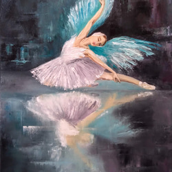 手描き・原画・油彩〈バレエダンサー～白鳥の湖〉 3枚目の画像