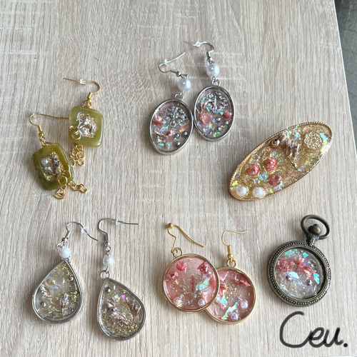 ピアス レジン ピンク パール ドライフラワー ピアス（その他） Ceu