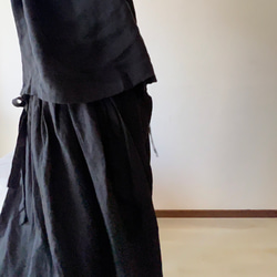 リネン.コットンの二重スカート(黒) 11枚目の画像