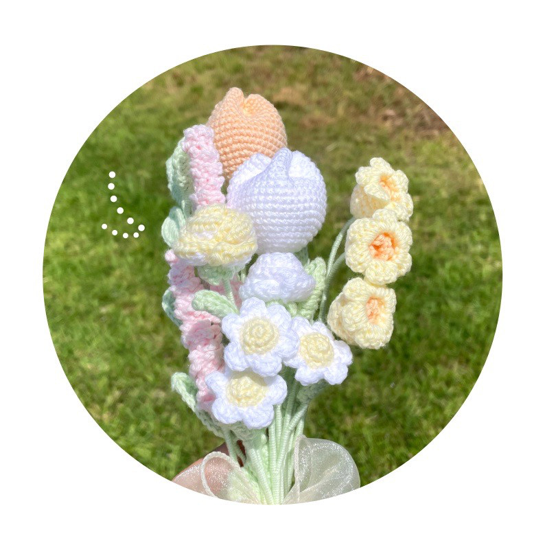 盛りだくさんの枯れない花｜編み物のブーケ