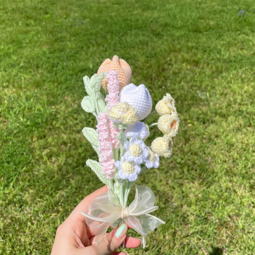 百合 枯れない花束 編み物 ブーケ ハンドメイド - メルカリ