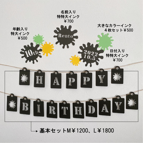 送料無料 インク バースデー ガーランド モビール 誕生日 結婚式 飾り