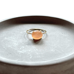 天然石　インド産　ピーチムーンストーン　爪留めリング　指輪　silver925  18KGP 5枚目の画像