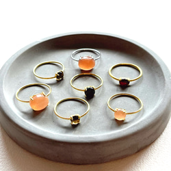 天然石　インド産　ピーチムーンストーン　爪留めリング　指輪　silver925  18KGP 11枚目の画像
