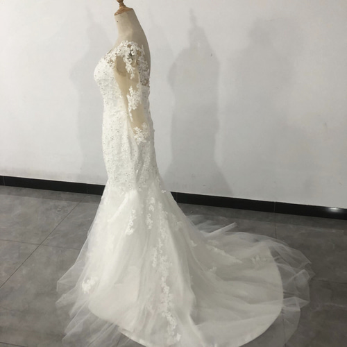 美品！ウェディングドレス ホワイト 3D立体レース刺繍 前撮り トレーン  