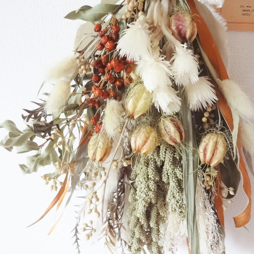 秋色スワッグ✴ドライフラワー28cm 秋色ドライフラワースワッグvol.1 スワッグ hime-flower 通販