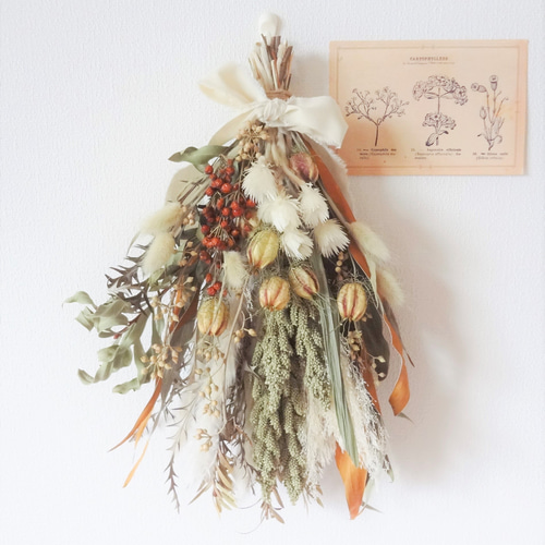 秋色スワッグ✴ドライフラワー28cm 秋色ドライフラワースワッグvol.1 スワッグ hime-flower 通販