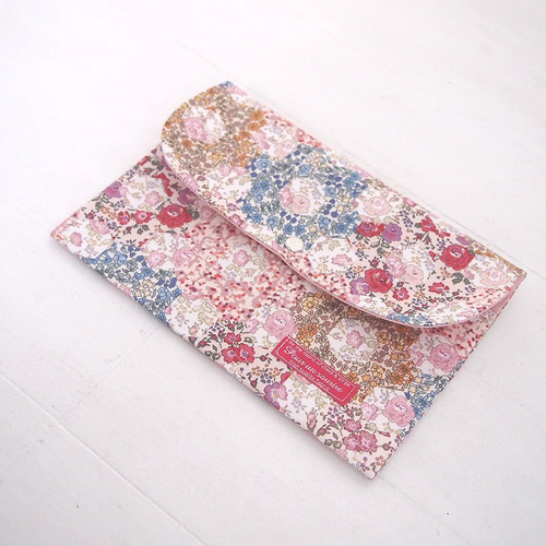 リバティ 母子手帳ケース ガーデンパッチワーク/ピンク B6サイズ  