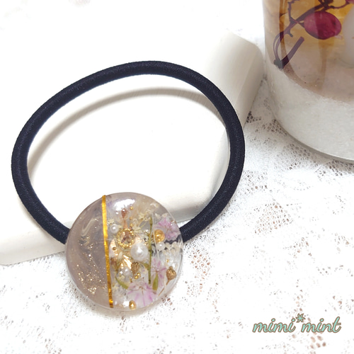 レジン ヘアゴム* ドライフラワー バイカラー HG15 ハンドメイド