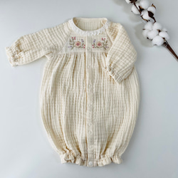 衿レースツーウェイオール（低体重新生児40-50サイズ）4重ガーゼ 手