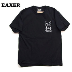 うさぎTシャツ　黒S　EAXER デビルウサギ半袖Tシャツ 男女兼用 半T　KT-19002　ウサギ柄 1枚目の画像