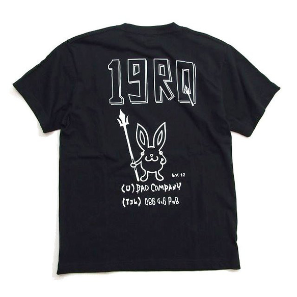 うさぎTシャツ　黒S　EAXER デビルウサギ半袖Tシャツ 男女兼用 半T　KT-19002　ウサギ柄 3枚目の画像