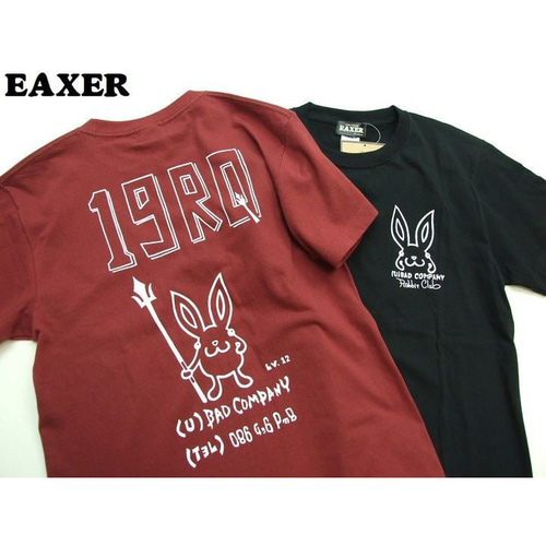 送料無料あり/うさぎTシャツ 黒M EAXER デビルウサギ半袖Tシャツ