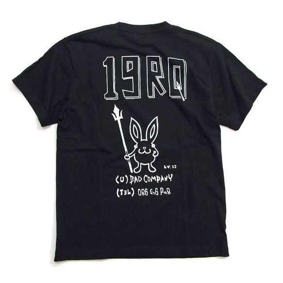 送料無料あり/うさぎTシャツ 黒L EAXER デビルウサギ半袖Tシャツ