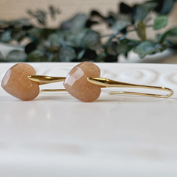 サンストーン♡ バチカンフックピアス ピアス（フック・チェーン
