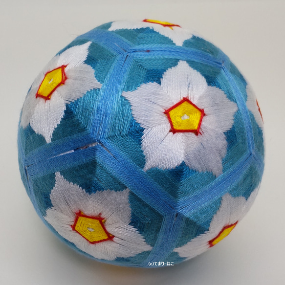 手鞠“唇膏水仙花”藍色 10cm Temari Temari Temari 第1張的照片