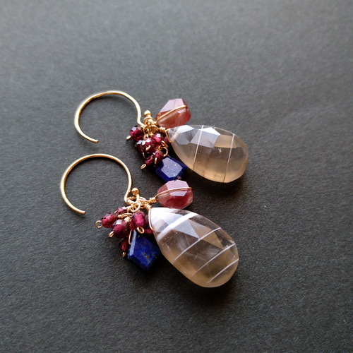 Sold☆【1点もの】ストライプブルーオパール×アンデシン艶めく  