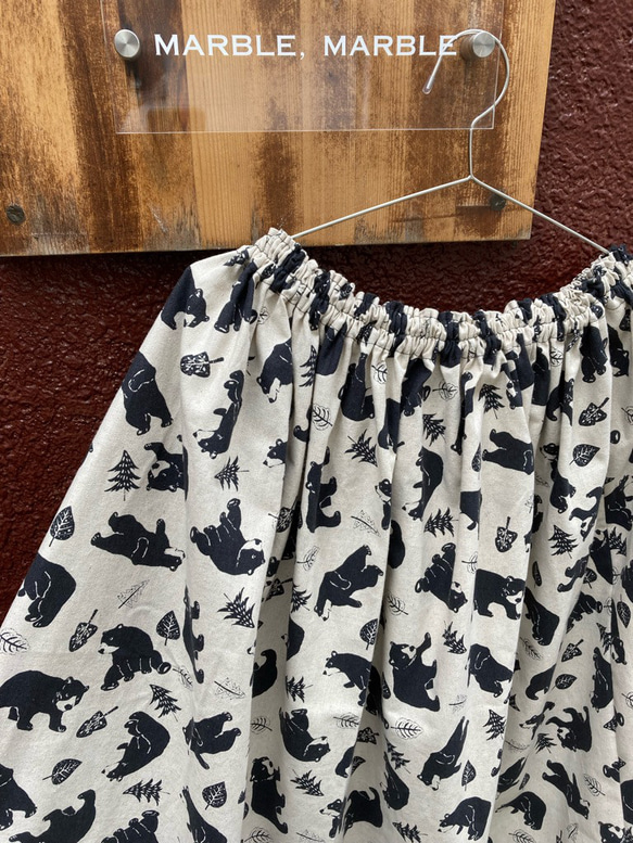 森の熊さん　くまスカート　クマ　ギャザースカート　大人スカート　ふんわりスカート　スカート 2枚目の画像
