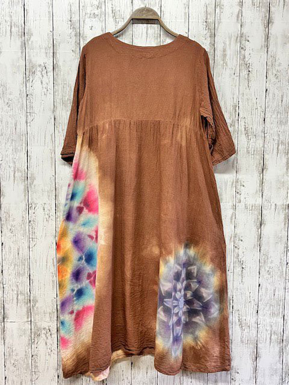 紮染長裙 Hippies Dye 最新作品 暖棕色配華麗曼陀羅 HD17-25 第15張的照片