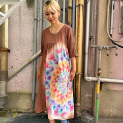 紮染長裙 Hippies Dye 最新作品 暖棕色配華麗曼陀羅 HD17-25 第1張的照片