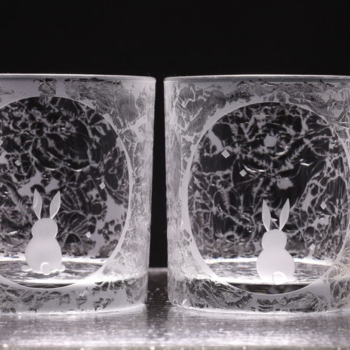 ロックグラス・グラス 月うさぎの伝説 満月とうさぎ グラス enSo-glass