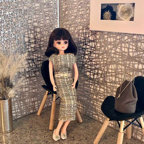 22cmサイズ 1/6ドールお洋服3点セット【ツイードset】 おもちゃ