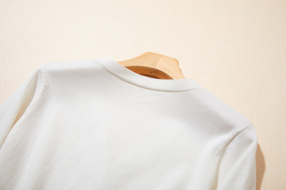 ★現貨★ 全年熱賣！ 100%純棉長袖V領開襟衫 針織系列 白色 220902-01 第11張的照片