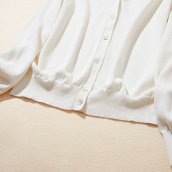 ★現貨★ 全年熱賣！ 100%純棉長袖V領開襟衫 針織系列 白色 220902-01 第3張的照片