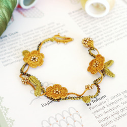 OYA crochet Bracelet [MARY] Mustard 第1張的照片