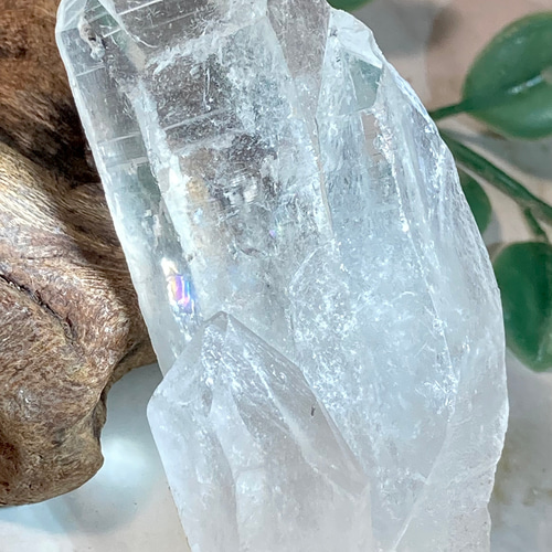 ブラジル ミナスジェライス州産水晶 ポイント 約217.9g タイムリンク✨ レインボー ブラジル・ミナスジェライス州 水晶