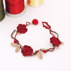 OYA crochet Bracelet [MARY] Burgundy 第3張的照片