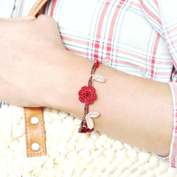 OYA crochet Bracelet [MARY] Burgundy 第2張的照片