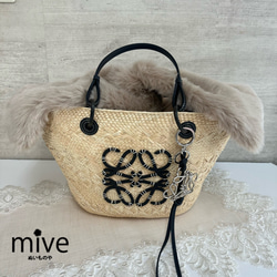 美品♡ロエベ♡かごバッグ♡スモール♡イエロー ロエベのカゴバッグにぴったりなインナーバッグ（スモールサス柄