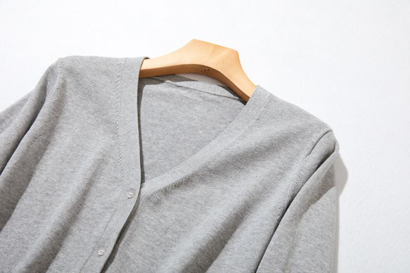 ★現貨★ 全年熱賣！ 100%純棉長袖V領開襟衫 針織系列 莫克灰 220902-03 第2張的照片