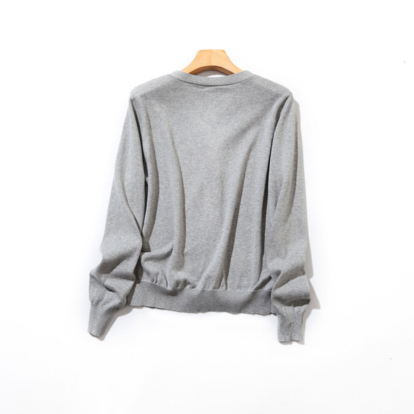 ★現貨★ 全年熱賣！ 100%純棉長袖V領開襟衫 針織系列 莫克灰 220902-03 第10張的照片