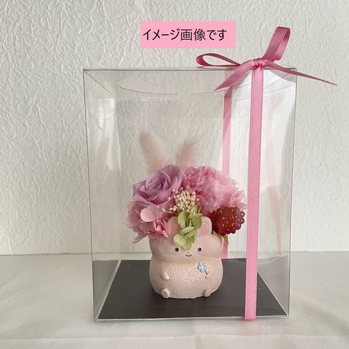 羊毛フェルト ママうさぎドライフラワーポット