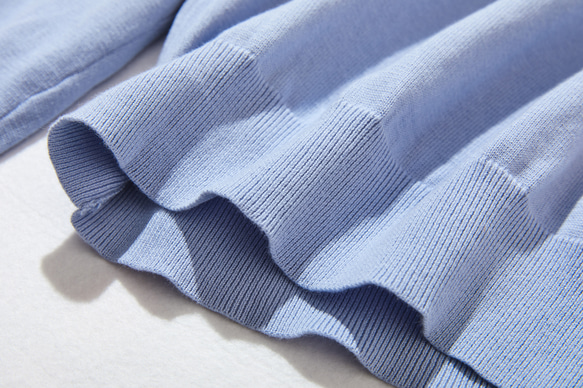一款讓您引以為傲的產品！全年使用！ 100%純棉長袖V領開襟衫針織亮淺藍色220902-07 第7張的照片