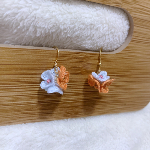 ハンドメイド イヤーフック マイクロクロシェ イヤリング ピアス