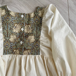 puffed sleeves dress／William Morris Pimpernel brown／ワンピース 2枚目の画像