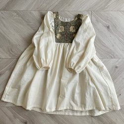 puffed sleeves dress／William Morris Pimpernel brown／ワンピース 1枚目の画像