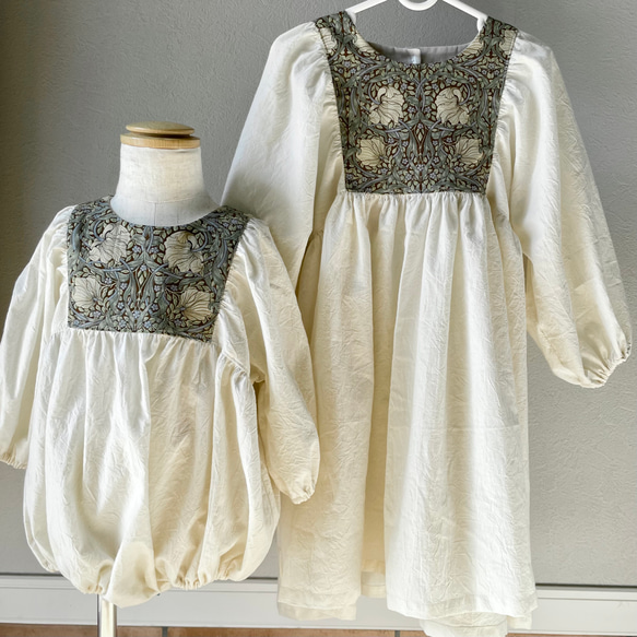 puffed sleeves dress／William Morris Pimpernel brown／ワンピース 8枚目の画像