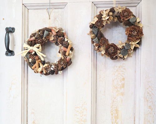 幸せを運ぶ 木の実のリース ドライフラワー インテリア 引っ越し