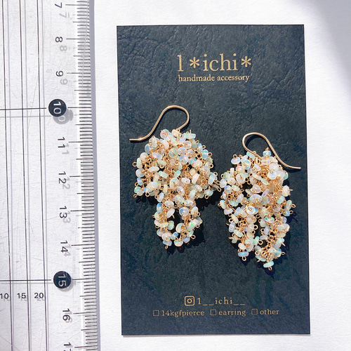 天然石 14kgf エチオピアオパール たわわ ピアス 大 ピアス