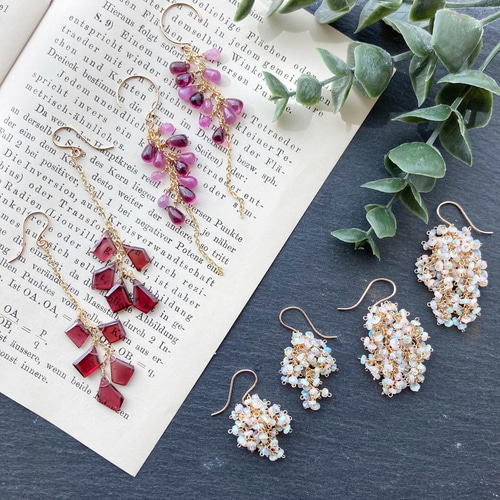 14kgfエチオピアオパールピアス/イヤリング 14kgfブラックカラーオパールピアス/イヤリング