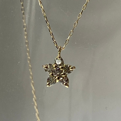 K18YG AU750 18金 天然ダイヤモンド 0.1ct ネックレス