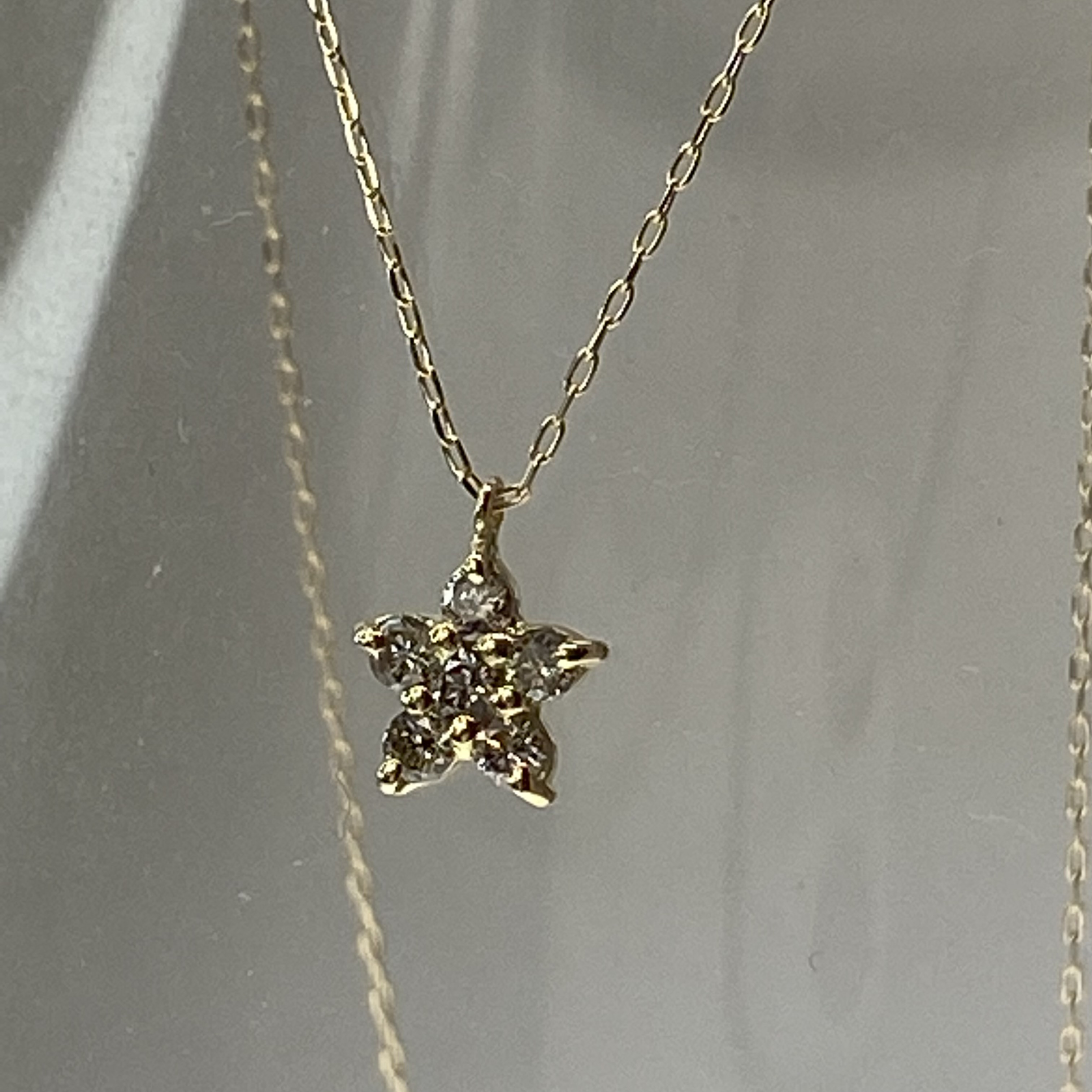 K18YG AU750 18金 天然ダイヤモンド 0.1ct ネックレス