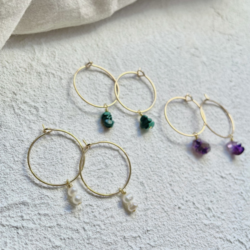 天然石フープピアス ピアス（フープ） s.my 通販 14614183